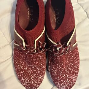 Traq by Alegria Burgundy Knit Sneakers